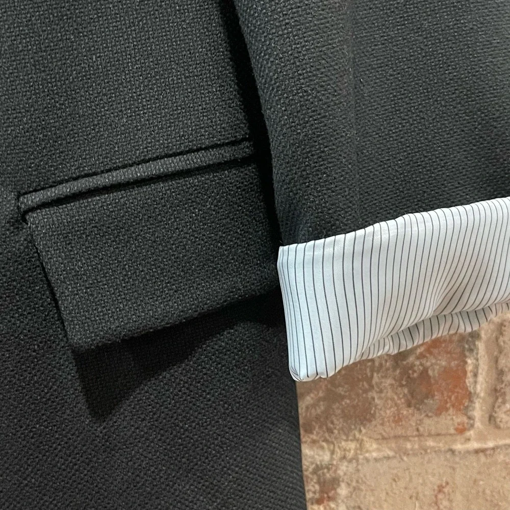 NEW‎ Zara Printed Cuff Blazer in Black Size XS